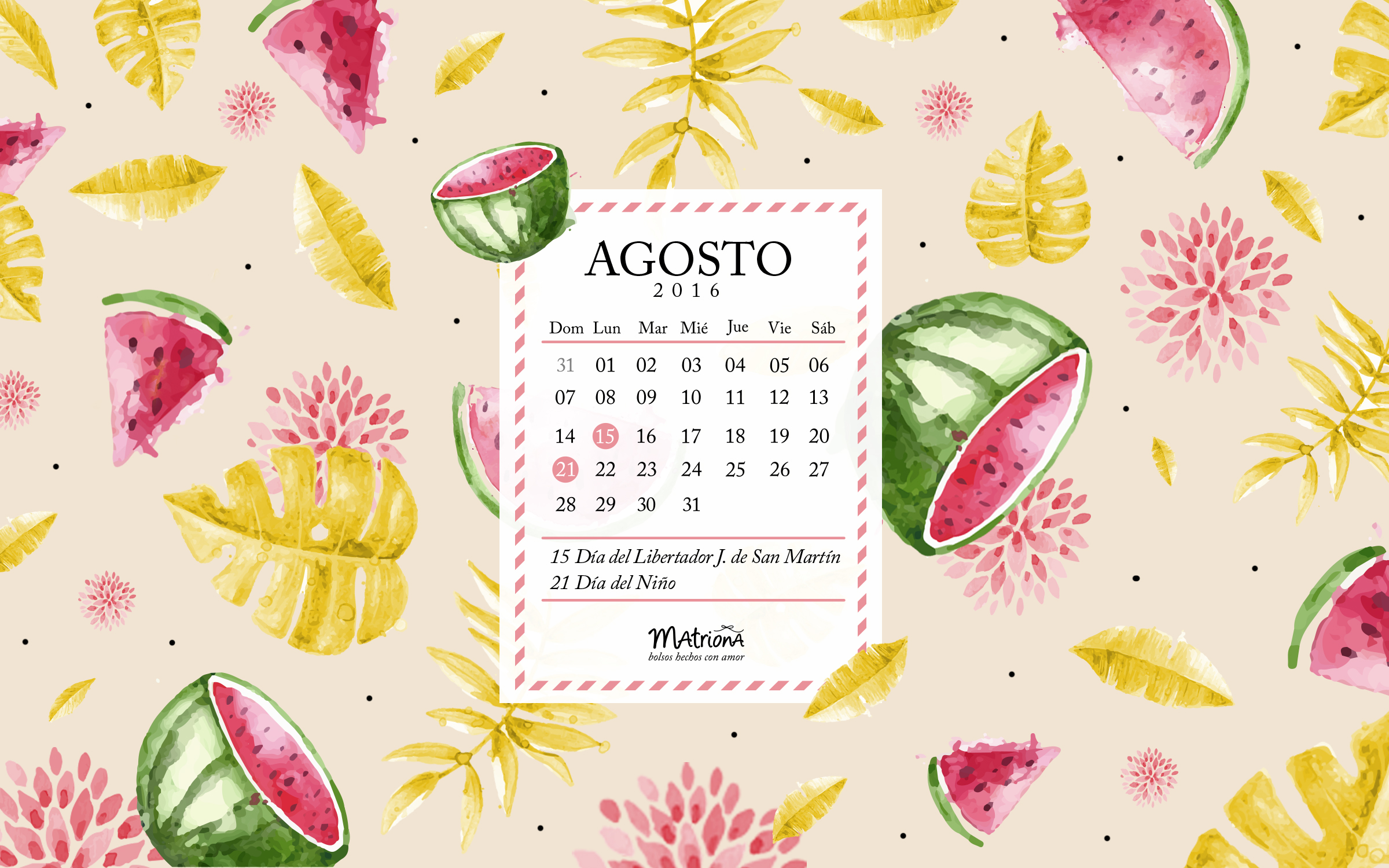 Calendario Agosto 2016 - PC